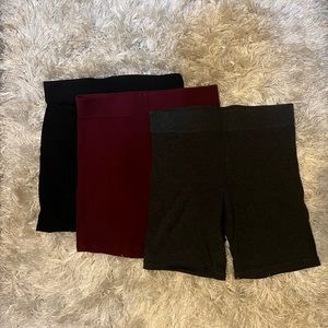 Forever 21 legging short bundle, Black/Burgandy/Gray, size L